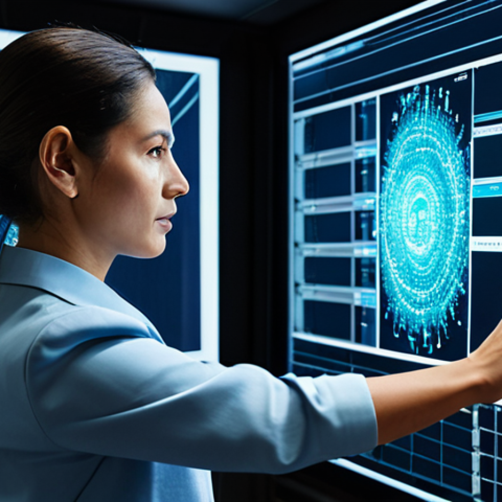 A professional data engineer in modest business attire stands before a vast, intricate holographic projection of a digital twin, depicting a sprawling industrial facility. The projection visualizes complex, multi-colored data streams flowing from diverse, interconnected machinery, some appearing modern, others legacy, highlighting the challenge of heterogeneous integration and real-time synchronization. The background is a sophisticated, clean control room filled with real-time dashboards. Professional photography, high detail, sharp focus, dynamic lighting, safe for work, appropriate content, fully clothed, professional, perfect anatomy, correct proportions, natural pose, well-formed hands, proper finger count, natural body proportions.