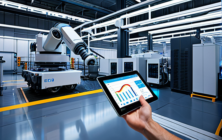 디지털 트윈의 성과 측정 지표 - Image Prompt 1: Predictive Maintenance and Resource Optimization in a Modern Factory**