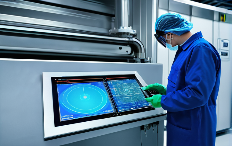 디지털 트윈으로 시뮬레이션한 생산 공정 - **Prompt:** "A futuristic factory floor where the physical machinery and a holographic, translucent ...