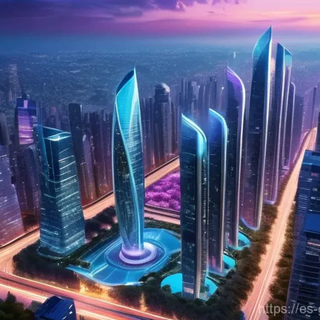 디지털 트윈과 클라우드 컴퓨팅의 통합 - **Prompt 1: Futuristic Smart City with Digital Overlay**
    "A stunning, expansive aerial view of a...