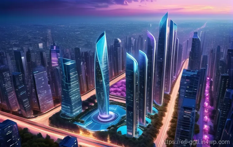디지털 트윈과 클라우드 컴퓨팅의 통합 - **Prompt 1: Futuristic Smart City with Digital Overlay**
    "A stunning, expansive aerial view of a...