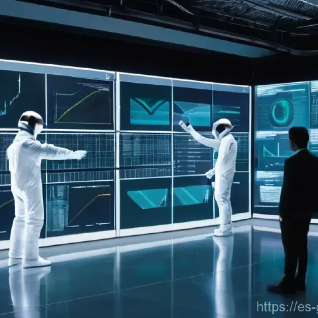 디지털 트윈을 통한 효율적인 자원 배분 - **Prompt:** A high-tech manufacturing facility, bathed in soft, diffused light, showcasing advanced ...