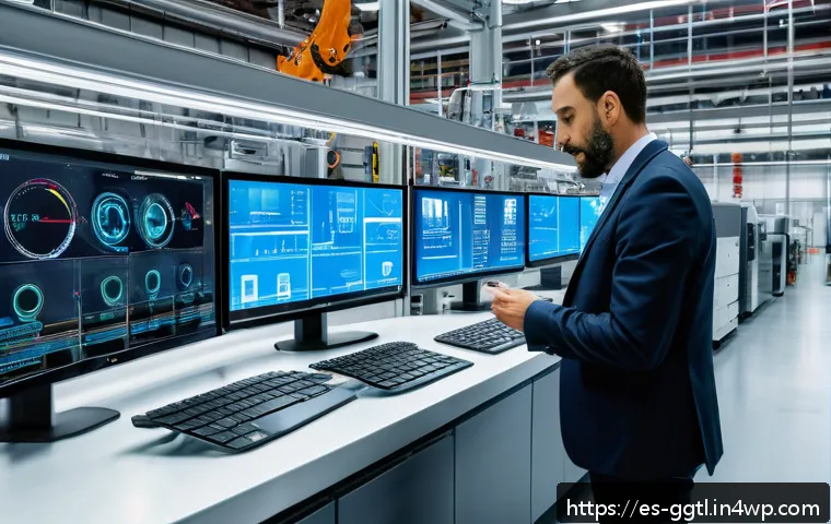 디지털 트윈을 활용한 운영 효율성 분석 - A modern industrial factory in Barcelona with advanced digital twin technology integrated into exist...